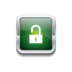 Unlock Rounded Rectangular Green Vector Web Button Icon