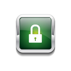 Protected Rounded Rectangular Green Vector Web Button Icon