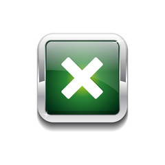 Fototapeta premium Cross Rounded Rectangular Green Vector Web Button Icon