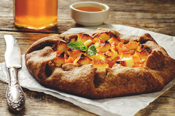 rye galette with honey pumpkin and goat cheese