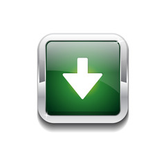 Down Key Rounded Rectangular Vector Green Web Icon Button