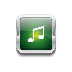 Music Note Rounded Rectangular Vector Green Web Icon Button