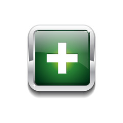 Obraz premium Plus Rounded Rectangular Vector Green Web Icon Button