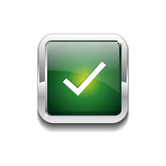 Tick Mark Rounded Rectangular Vector Green Web Icon Button