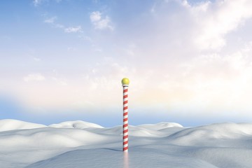 Snowy land scape with pole