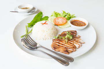 Grilled pork with garlic fried rice.