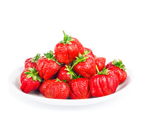 Fresh ripe strawberries on a white background isolated