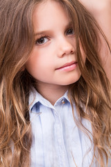 Girl posing over white