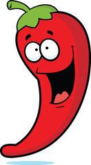 Cartoon Red Chili Pepper Happy