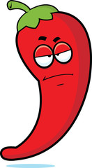 Cartoon Red Chili Pepper Grumpy