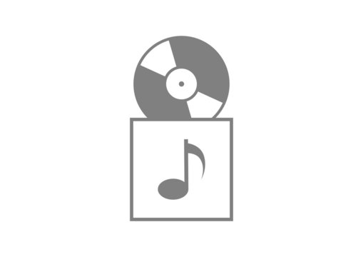 Grey gramophone record on white background