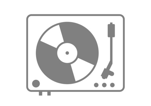 Grey gramophone icon on white background