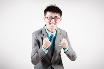 Successful young business man of Asian, full length portrait iso