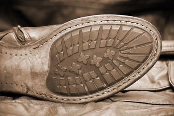 Male shoe sole. Handmade shoes. Vintage style