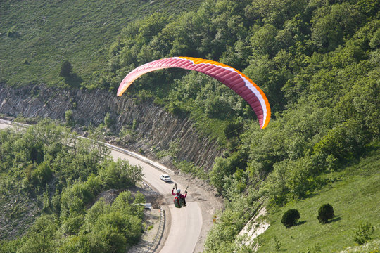 View from the hiest point of Nodorossijsk to paraplane flyer