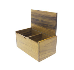 open wooden box isolated