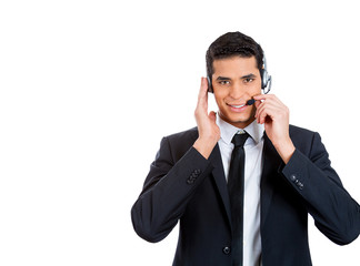 Male, handsome customer service representative with headset