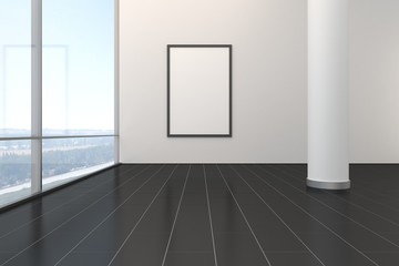 Raum leer hell modern mit Bilderrahmen Fliesen
