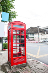 red phone booth in Chiang Mai, Thailand