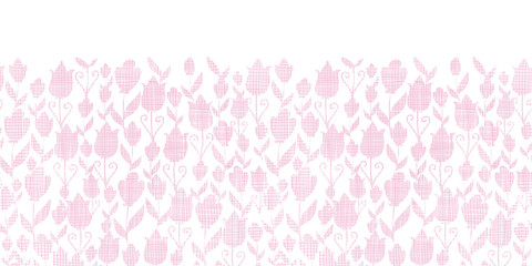 Pink textile tulips texture horizontal seamless pattern
