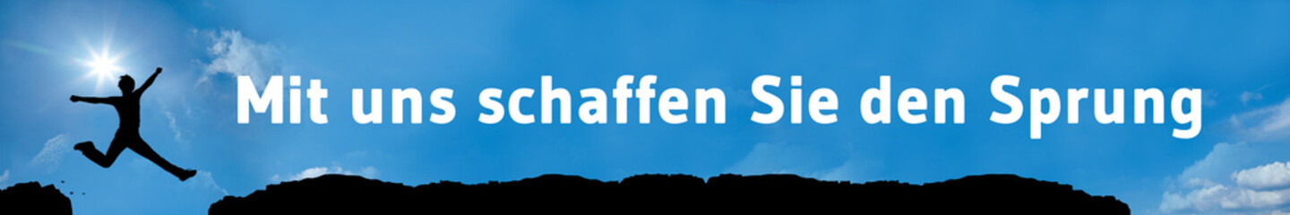 Fototapeta premium jb1 Sprung über einen Abgrund zwischen 2 Bergen - 6zu1 - g1560