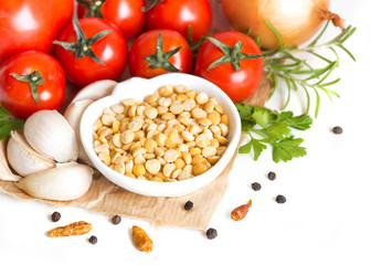 Vegetables and yellow peas