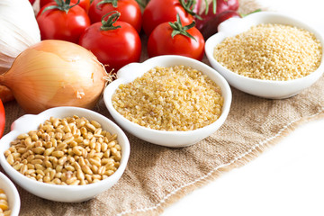 Millet, spelt, bulgur and vegetables