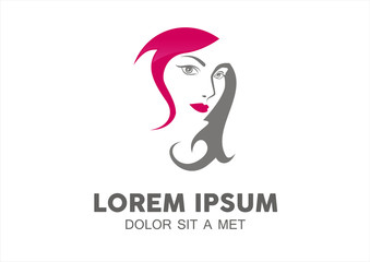 Woman chat vector logo design template. Girl silhouette
