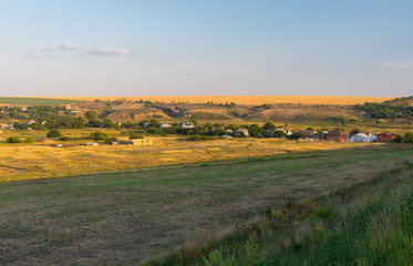 Evening landscape in Ukrainian rural area
