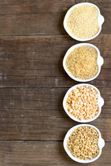 Millet, spelt, bulgur and yellow peas