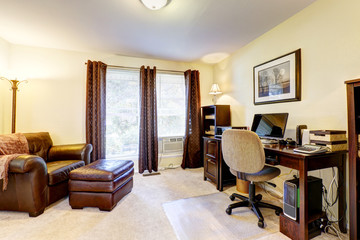 Luxury office room with leather chair