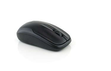 Black computer mouse isolated on white background