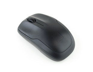 Black computer mouse isolated on white background