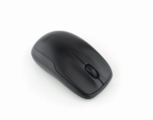 Black computer mouse isolated on white background