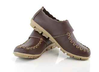 Brown leather women's shoes