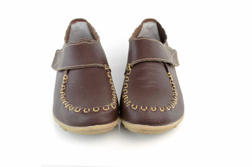 Brown leather women's shoes