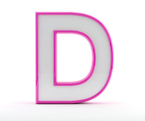 3D letter with glossy pink outline - Letter D