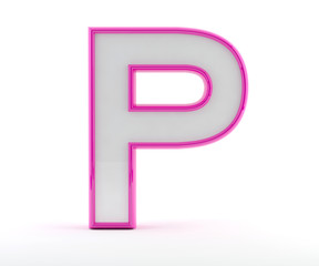 3D letter with glossy pink outline - Letter P