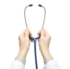 Doctor's hands holding stethoscope