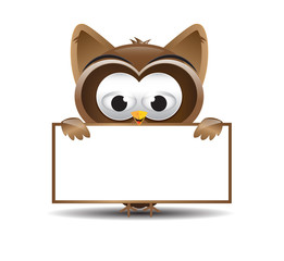 Owl holding a text box