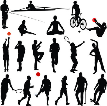 sport and recreation silhouettes - vector