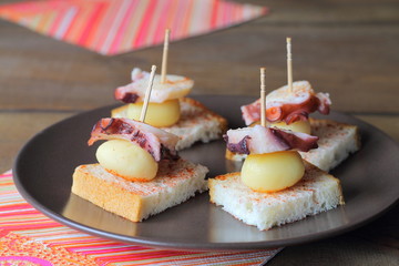 Octopus Spanish tapas or pinchos