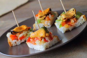 Mussels Spanish tapas or pinchos