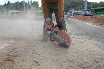 cutting asphalt angle grinder
