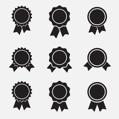 Badge with ribbons icon, vector set, simple flat design - 69732413