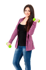 Girl with dumbbells