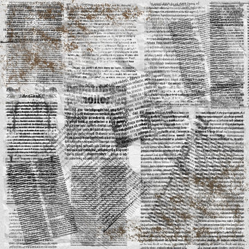 Grunge Abstract Newspaper Background For Design With Old Torn Po