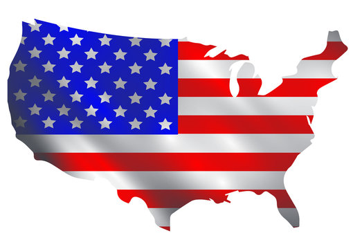 USA flag in a shape of USA borders vector