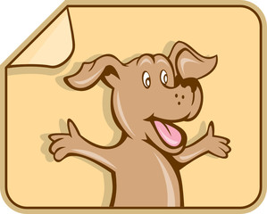 Dog Arms Out Label Cartoon