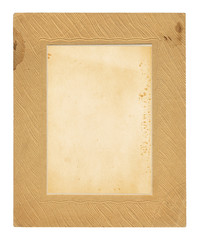 Old embossed cardboard frame isolated on white background